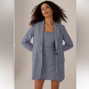 Favorite Daughter Blue and White Gingham The Break-Up Blazer size Large